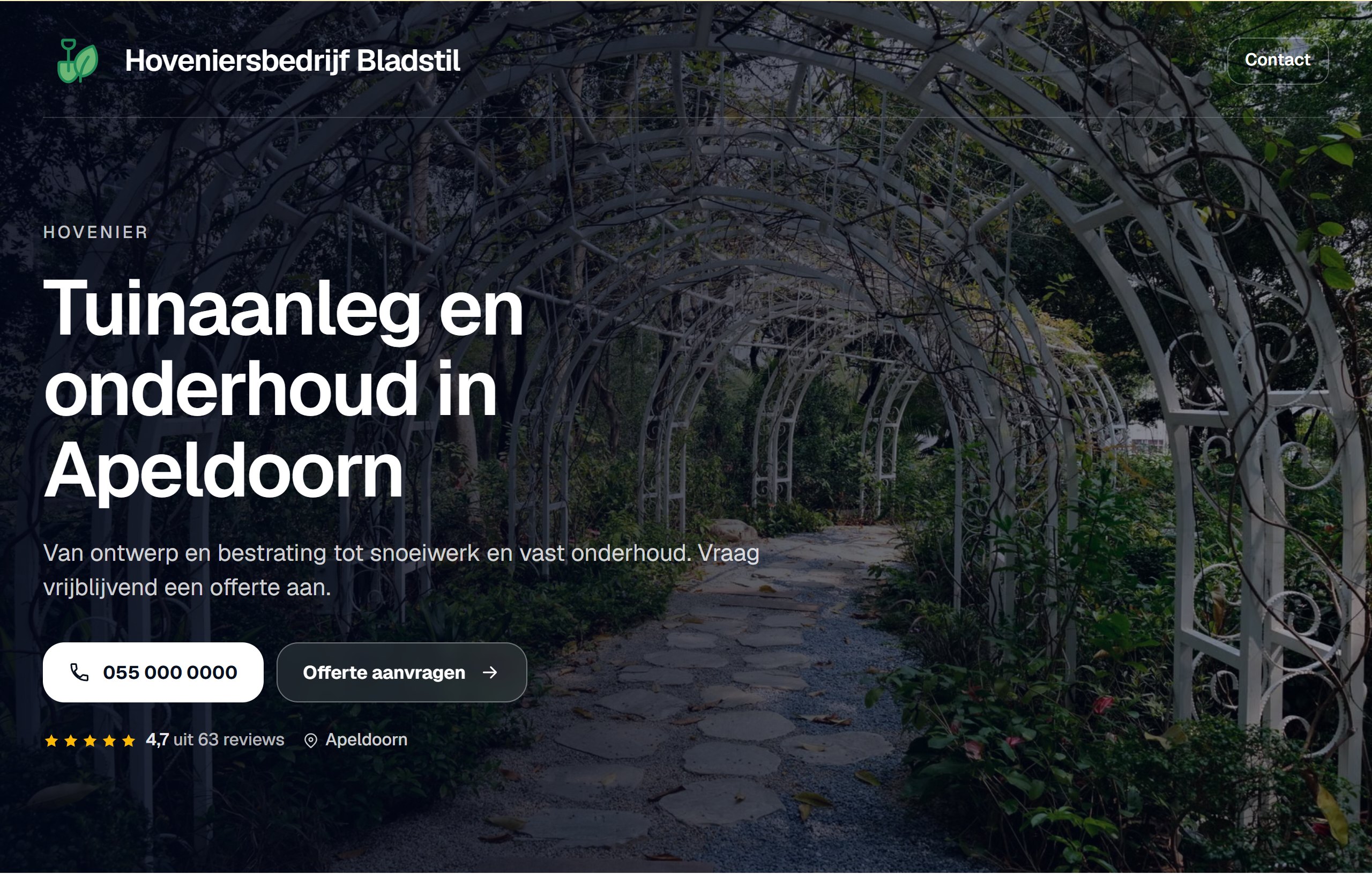 De website van Hoveniersbedrijf Bladstil
